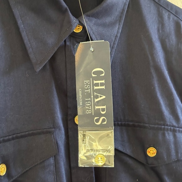 NWT Chaps Women's Navy SZ S Button Down Roll Tab Sleeve Shirt Top Blouse - Picture 5 of 10